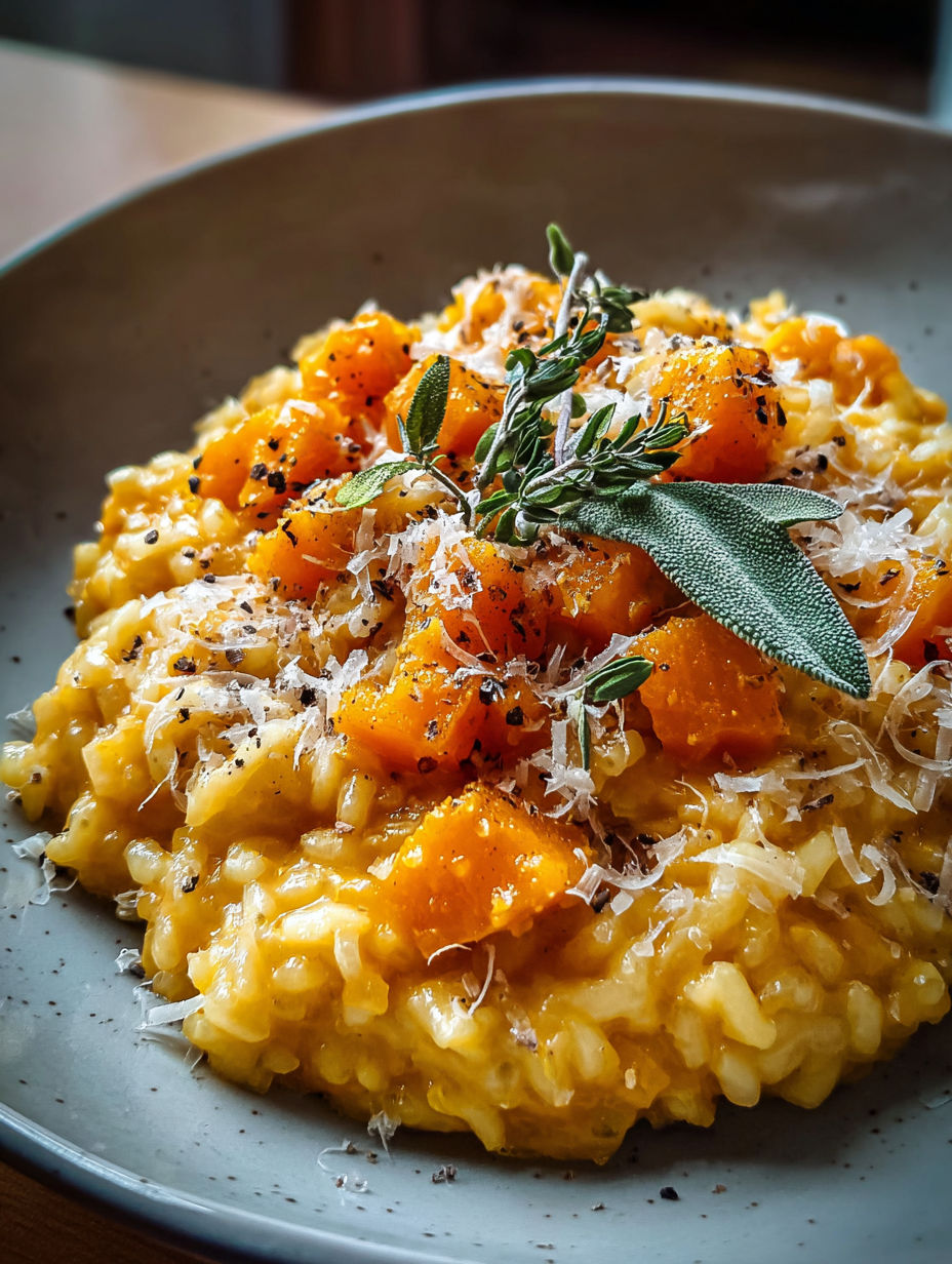 Risotto crémeux au butternut rôti.