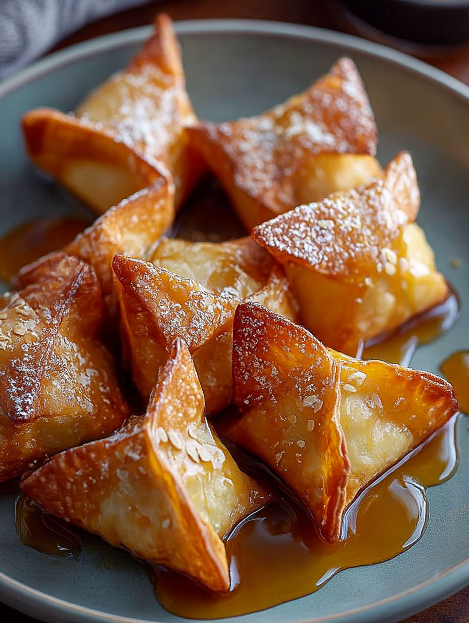 Assiette de wontons pomme caramel.