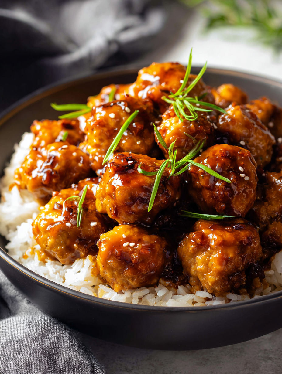 Assiette de poulet avec du riz.