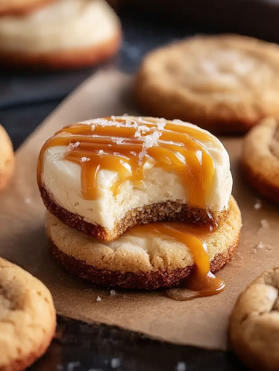 Un cookie délicieux nappé de sauce caramel.