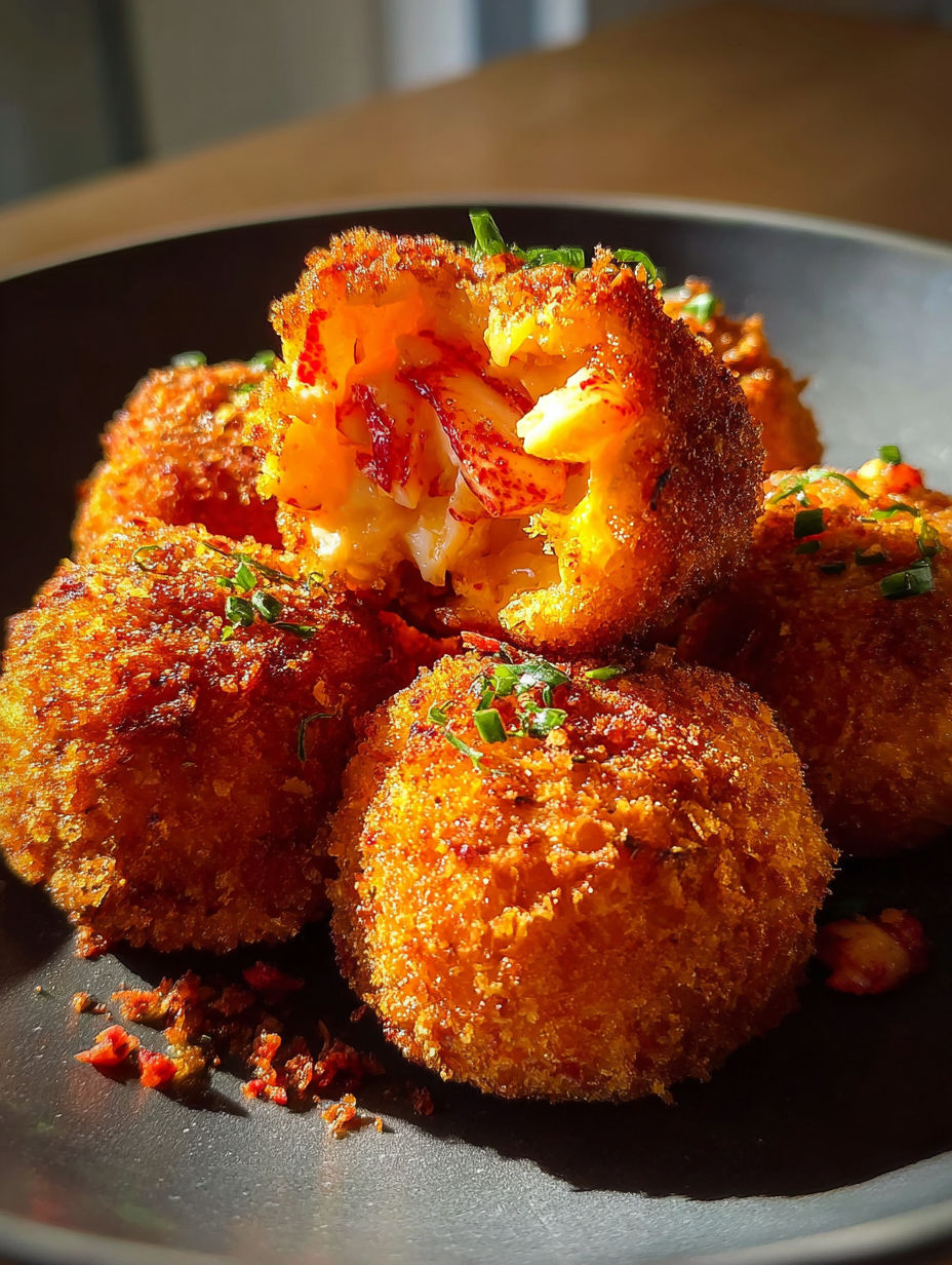 Un plat de croquettes au homard.
