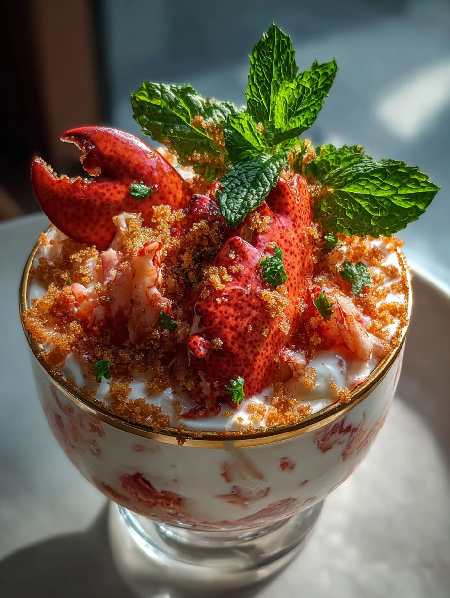 Un plat savoureux avec homard et menthe.