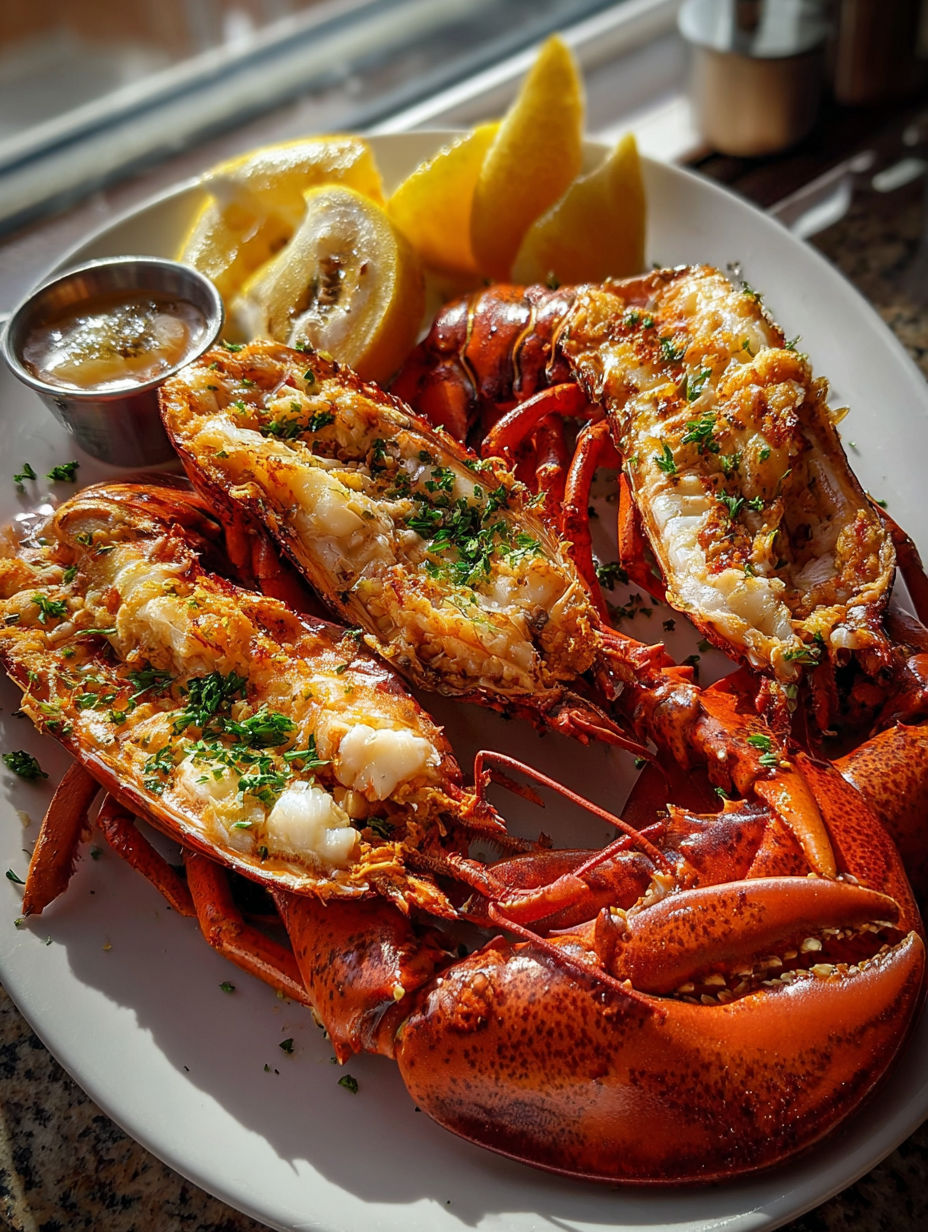 Un repas savoureux avec homard et citron.