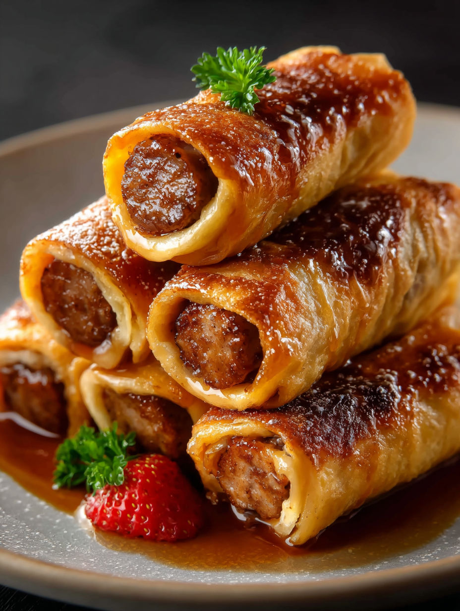 Roulés de pain perdu à la saucisse.