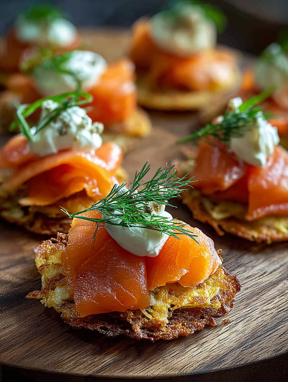 Bouchées de truite fumée avec fromage blanc et herbes.