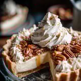 Une tranche de tarte avec un nuage de crème dessus.