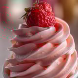 Un gâteau à la fraise nappé rose et blanc, façon shortcake.