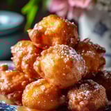 Une pile de beignets saupoudrés de sucre glace.