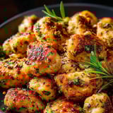 Un bol de poulet assaisonné d’herbes et d’épices.