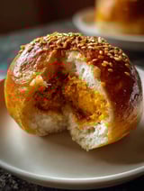 Un bun japonais au curry avec un trou au milieu.