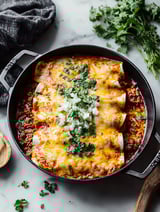 Un plat d'enchiladas au boeuf haché.