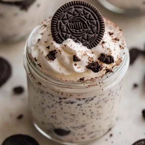 Une coupe de Cheesecake Oreo Sans Cuisson.
