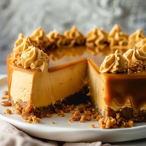 Une part de cheesecake butterscotch garni.
