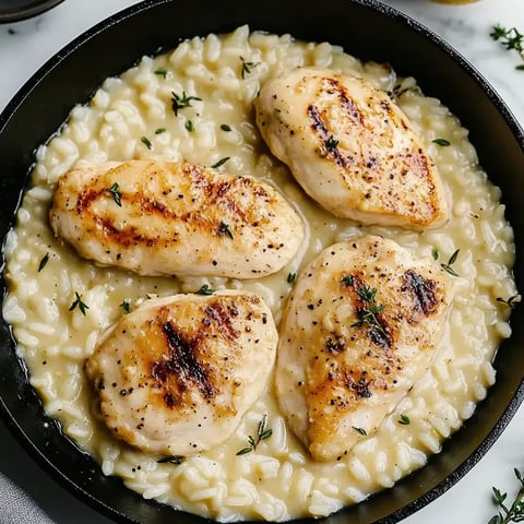 Un plat de poulet avec du riz et du fromage Parmesan.