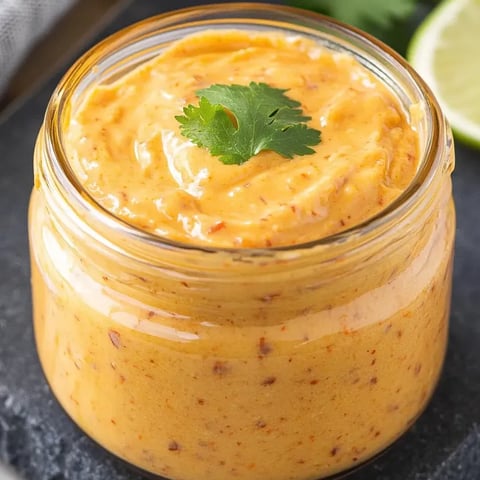 Un pot de sauce mayo chipotle épicée.