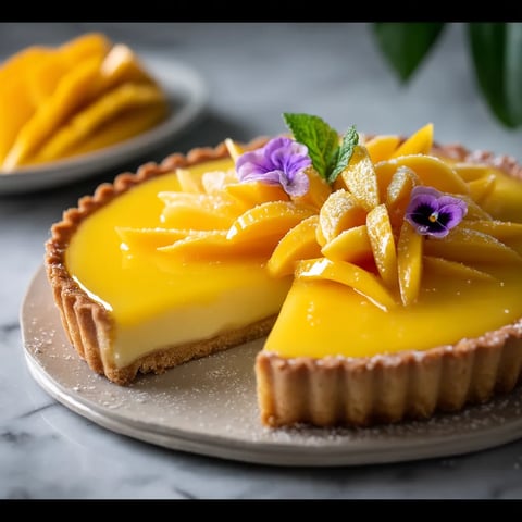 Une part de tarte à la crème de mangue.