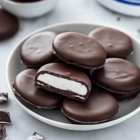 Une assiette de patties au chocolat et à la menthe blanche.