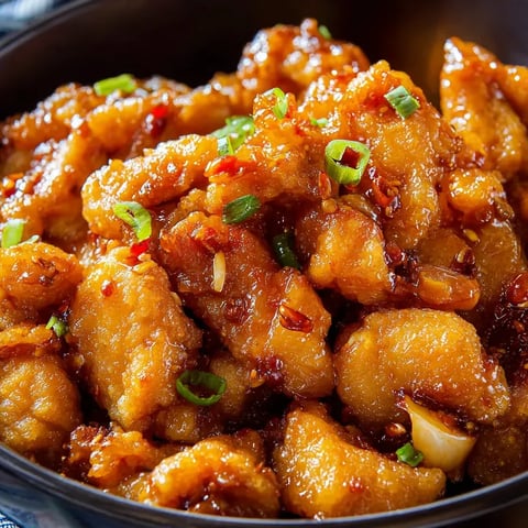 Un bol de poulet avec des oignons verts.