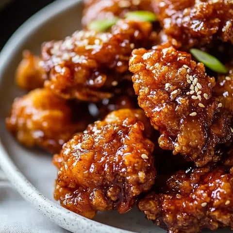 Une assiette de poulet nappé de sauce.
