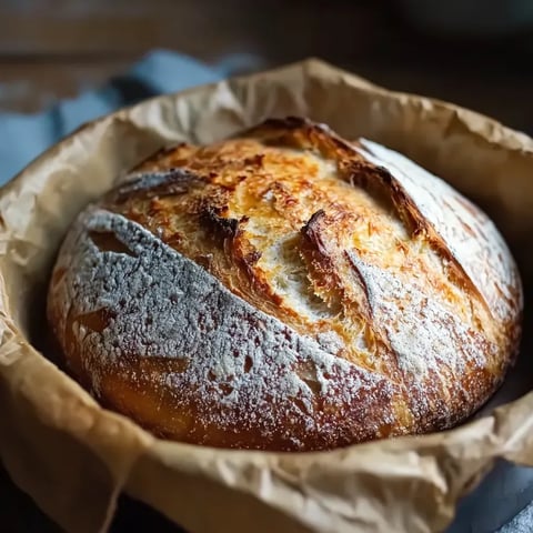 Une belle miche de pain sur un essuie-tout.