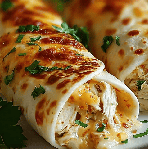 Assiette avec un burrito et un wrap au poulet.