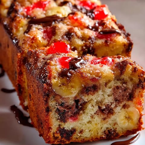 Part de gâteau avec banane et chocolat.