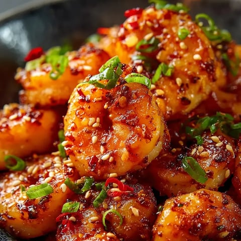 Un bol de crevettes relevées avec des épices.