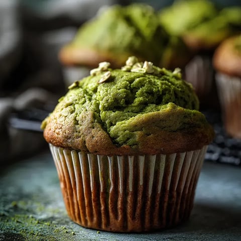 Un muffin avec glaçage vert.