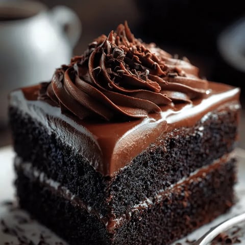 Une part de gâteau chocolat avec glaçage au chocolat.