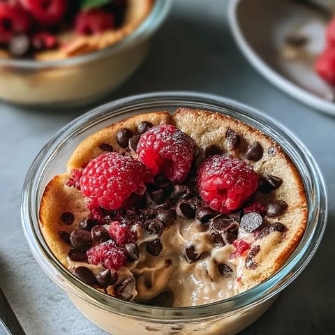 Un bol avec des pépites de chocolat et des framboises.