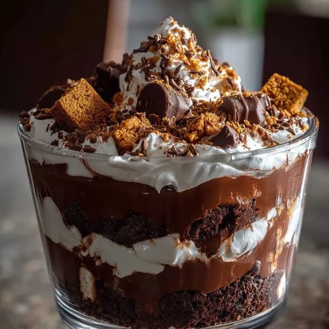 Un dessert chocolaté avec crème fouettée blanche et pépites de chocolat.