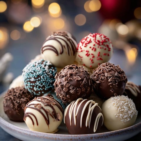 Assiette avec des boules au chocolat blanc et noir.