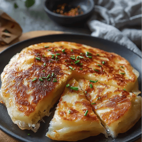 Une part de pizza garnie d’une herbe verte.