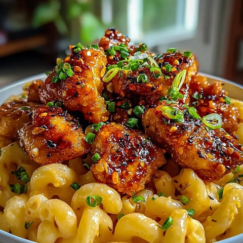 Un bol de pâtes et poulet savoureux.