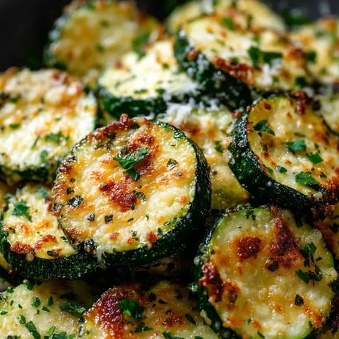 Une assiette de courgettes grillées au fromage et aux herbes.