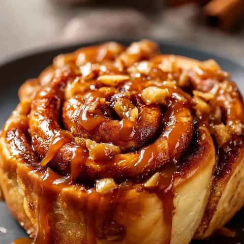 Une assiette avec une brioche à la cannelle posée dessus.