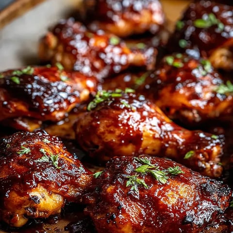 Poulet nappé de sauce BBQ.