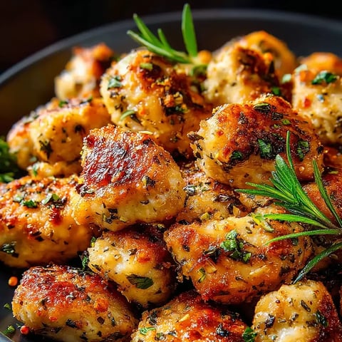 Un bol de poulet assaisonné d’herbes et d’épices.