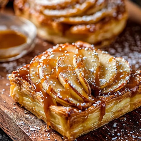 Une tarte nappée de caramel fondant.
