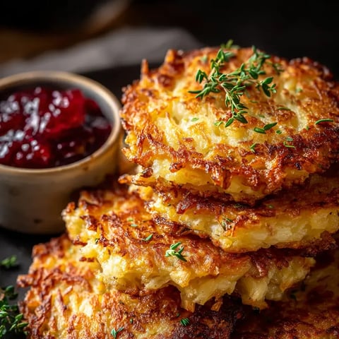 Une assiette de pain doré et croustillant aux herbes à côté d'une sauce dans un bol.