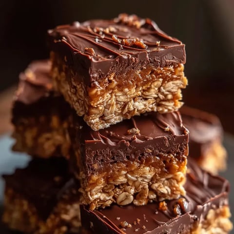 C’est une tranche d’avoine et chocolat, avec des éclats de noix sur une planche.