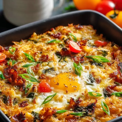 Bol garni d’œuf, tomates, épinards, bacon.