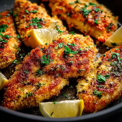 Un bol plein de morceaux de poulet grillé, garnis de citron et de persil.