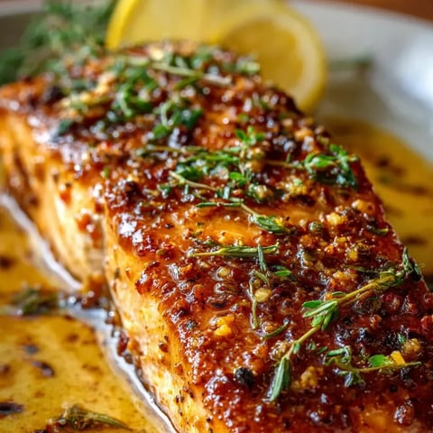 Un filet de saumon posé avec des herbes vertes style thym et persil.