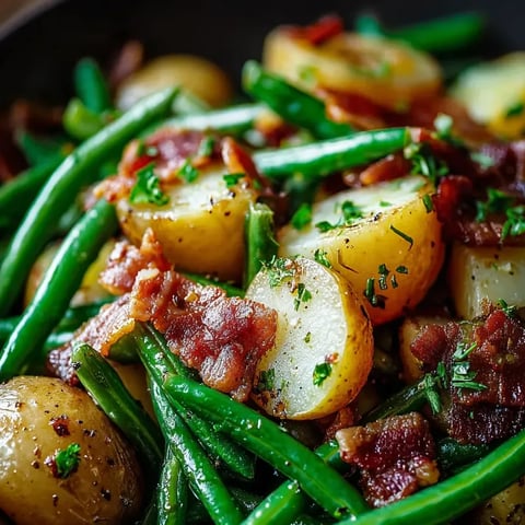 Un bol rempli de bacon grillé, pommes de terre, concombre et tomates.