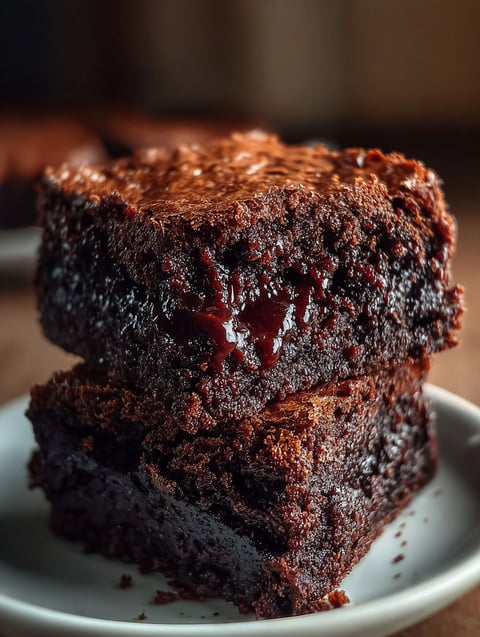 Deux morceaux de gâteau au chocolat avec glaçage au chocolat.