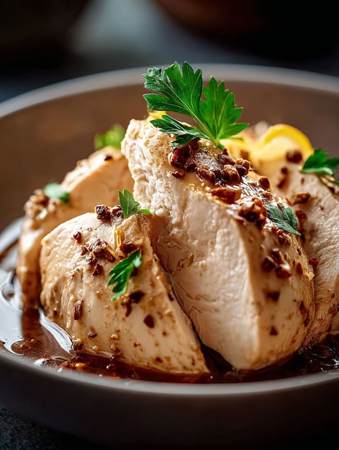 Assiette de poulet aux épices.