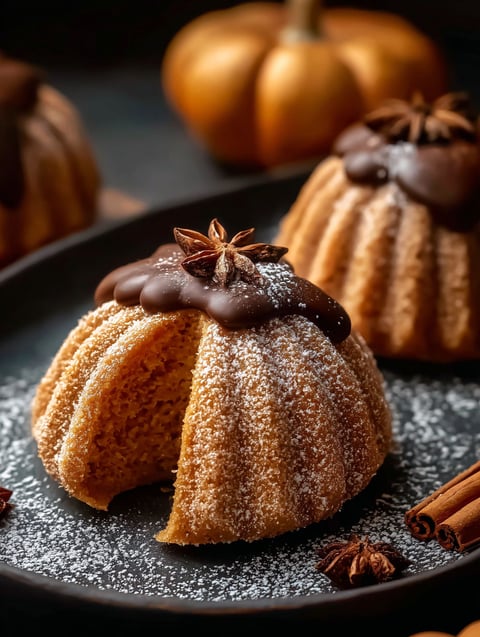 Truffes cheesecake citrouille dans une assiette.