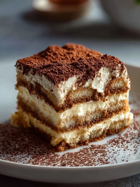 Une part de tiramisu simple.