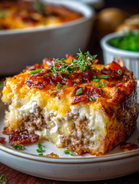 Gratin hachis pommes de terre dans une assiette.